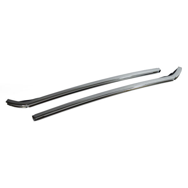 1966-1967 GM A BODY QUARTER WINDOW VERTICAL MOLDINGS -PAIR (INCL. GLASS RUBBER FILLER).