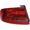 2009-2012 Audi A4 Tail Lamp LH, Outer, Lens And Housing, Bulb Type, Sedan.