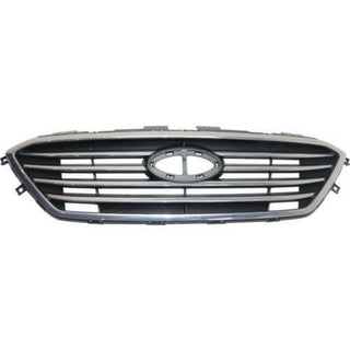 2015 Hyundai Sonata Grille, Assy, Ptd Slvr Gry, Std Type, w/Chrome Molding.