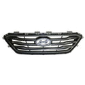 2015-2016 Hyundai Sonata Grille, Assy, Ptd Slvr Gry, Sprt Type, w/Chrome Molding.