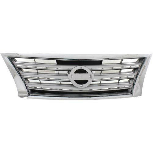 2013-2015 NissanSentra Grille Shell/Ptd-Slvr Insert, S/SL/SV-CAPA.