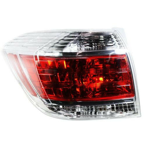 2011-2013 Toyota Highlander Tail Lamp LH, Lens/Housing, Clear & Red Lens, Hybrid.