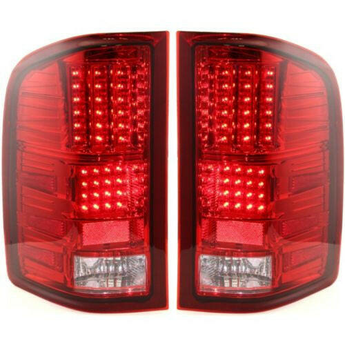 2007-2013 Chevy Silverado Pickup Led Clear Tail Lamp, Set/red Lens.