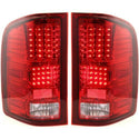 2007-2013 Chevy Silverado Pickup Led Clear Tail Lamp, Set/red Lens.