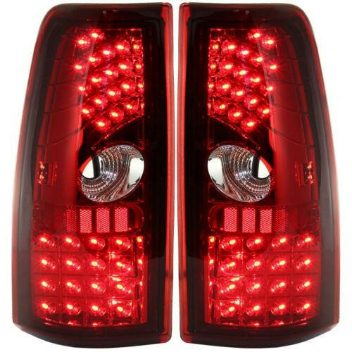 1999-2006 Chevy Silverado Pickup Led Clear Tail Lamp, Set, Red/clear Lens.
