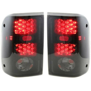 2000-2003 Ford Ranger Led Clear Tail Lamp, Assy., Set, Black/smoke Lens.