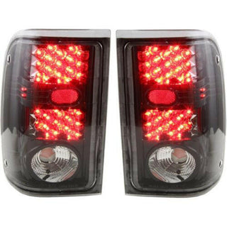 2000-2003 Ford Ranger Led Clear Tail Lamp, Set, Gloss Black/clear Lens.