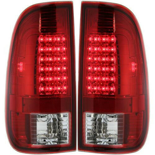 1997-2007 Ford F-150 Led Clear Tail Lamp, Lens/Housing, Set, Clear/red Lens.