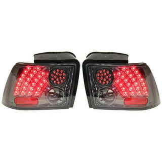 1999-2004 Ford Mustang Led Clear Tail Lamp, Lens/Housing, Set/smoke Lens.