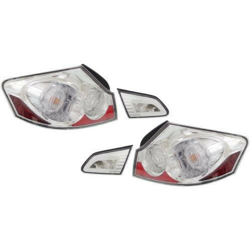 2007-2008 Infiniti G37 Clear Tail Lamp, Set, Chrome Interior, Clear, Sedan.