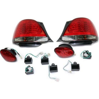 1998-2005 Lexus GS300 Led Clear Tail Lamp, Set, Inner & Outer, Smoked/red Lens.