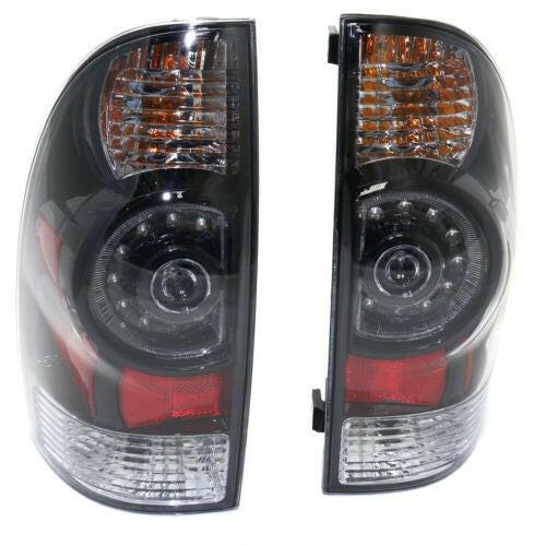 2005-2013 Toyota Tacoma Led Clear Tail Lamp, Set, Black Bezel, Clear Lens.