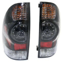 2005-2013 Toyota Tacoma Led Clear Tail Lamp, Set, Black Bezel, Clear Lens.