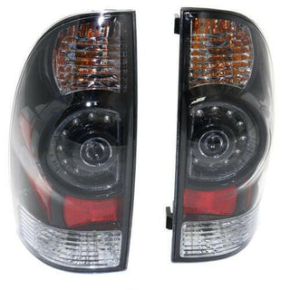 2005-2013 Toyota Tacoma Led Clear Tail Lamp, Set, Black Bezel, Clear Lens.
