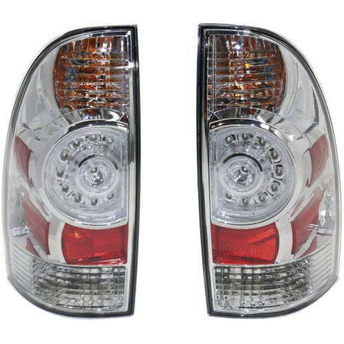 2005-2013 Toyota Tacoma Led Clear Tail Lamp, Set Bezel, Clear Lens.
