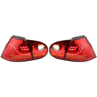 2006-2009 Volkswagen Golf Led Clear Tail Lamp, Set, Chrome/red Lens.