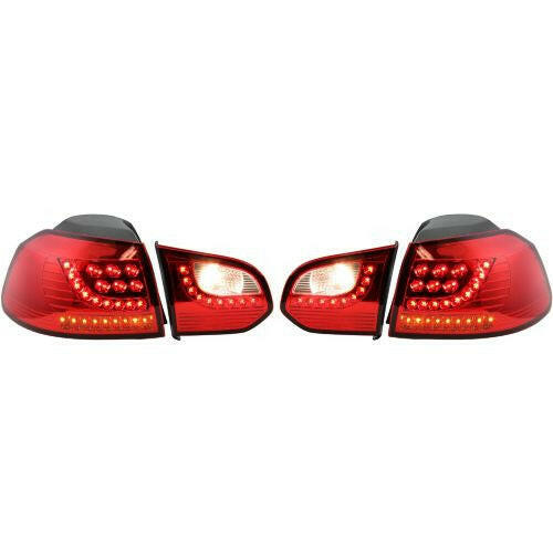 2010-2014 Volkswagen Golf Led Clear Tail Lamp, Set, Chrome/red Lens.