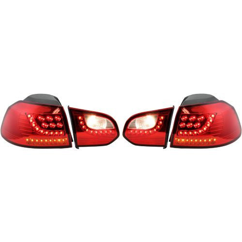 2010-2014 Volkswagen Golf Led Clear Tail Lamp, Set, Chrome/red Lens - Classic 2 Current Fabrication