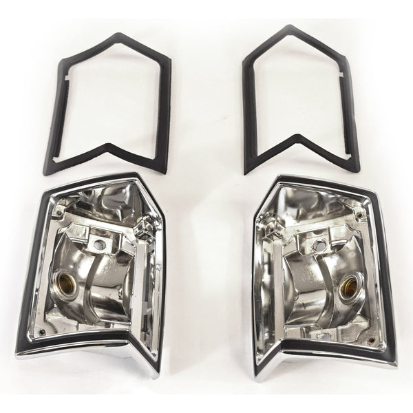 1968-1969 Chevy Chevelle Wagon Tail Light Bezel, Pair, (LH + RH, With Gaskets).