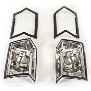 1968-1969 CHEVY CHEVELLE WAGON TAIL LIGHT BEZEL, PAIR, (LH + RH, WITH GASKETS) - Classic 2 Current Fabrication
