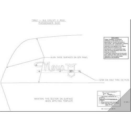1962 - 1963 Chevy Chevy II 400 Quarter Panel Emblem Template Kit.