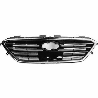 2015-2016 Hyundai Sonata Grille, Assy, Ptd-Blk, Std Type, w/Chr- Molding.