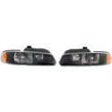 2000 Chrysler Town & Country Clear Head Light, Assembly, Halogen, Black.
