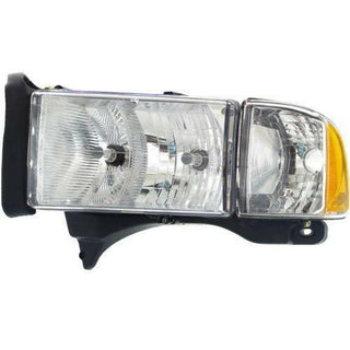 1999-2001 Dodge Pickup Head Light LH, Assembly, Halogen, w/Corner Light.