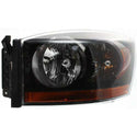 2006 Dodge Pickup Head Light LH, Assembly, Halogen, Black Interior.