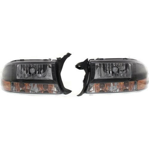 1998-2003 Dodge Durango Clear Head Light, Set Of 2, Lens/Housing, Diamond.