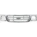 1997-2004 Ford F-250 Pickup Grille, Chrome Shell/Black.