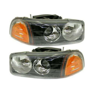2001-2006 GMC Yukon Denali Xl Clear Head Light, Assembly, Black.