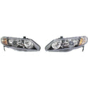 2006-2009 Honda Civic Projector Head Light, Assembly, w/Led, Black, Sedan.