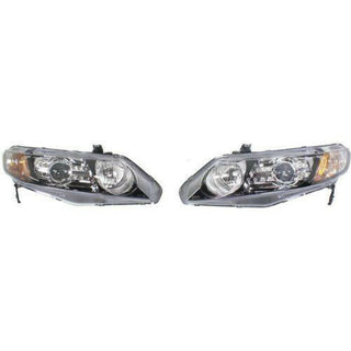 2006-2009 Honda Civic Projector Head Light, Assembly, w/Led, Black, Sedan.