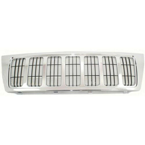 2004 Jeep Grand Cherokee Grille, Chrome Shell/Black.