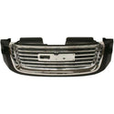 2002-2009 GMC Envoy Grille, Black Shell/Chrome Insert W/ Washer Hole.