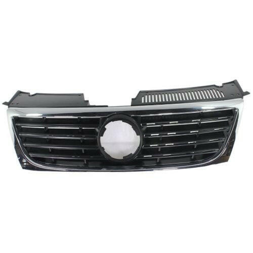 2006-2010 Volkswagen Passat Grille, Chrome Shell/Black W/O Parkng Aid.