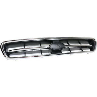 2000-2002 Subaru Legacy Grille, Chrome Shell/Silver.