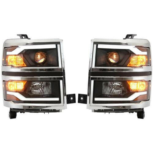 2014-2015 Chevy Silverado Projector Head Light, Set Of 2, Composite, Assembly.