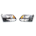 2009-2012 Dodge Full Size Pickup Clear Head Light, Set Of 2, Lens/Housing.