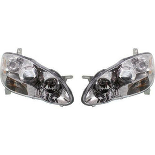 2003-2008 Toyota Corolla Projector Head Light Set, Chrome Interior.