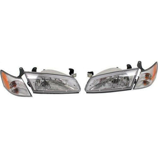 1997-1999 Toyota Camry Clear Head Light, Signal, Diamond Design, Set of 2.